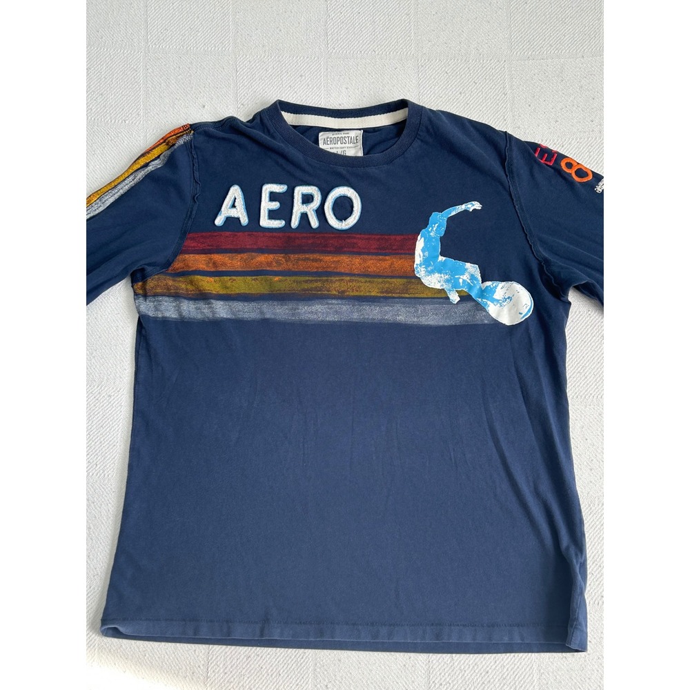Aeropostale Mens Navy Blue Long Sleeve T-Shirt Aero vintageSurfer Est 87 L